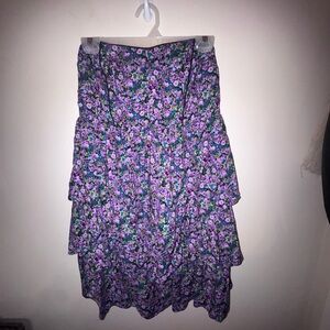 Pure Energy Purple Floral Tiered A-Line Skirt